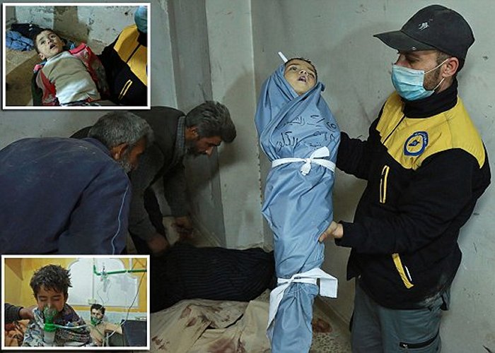 The tiny victims of Assad's new 'gas attacks': Little boy is among the dead